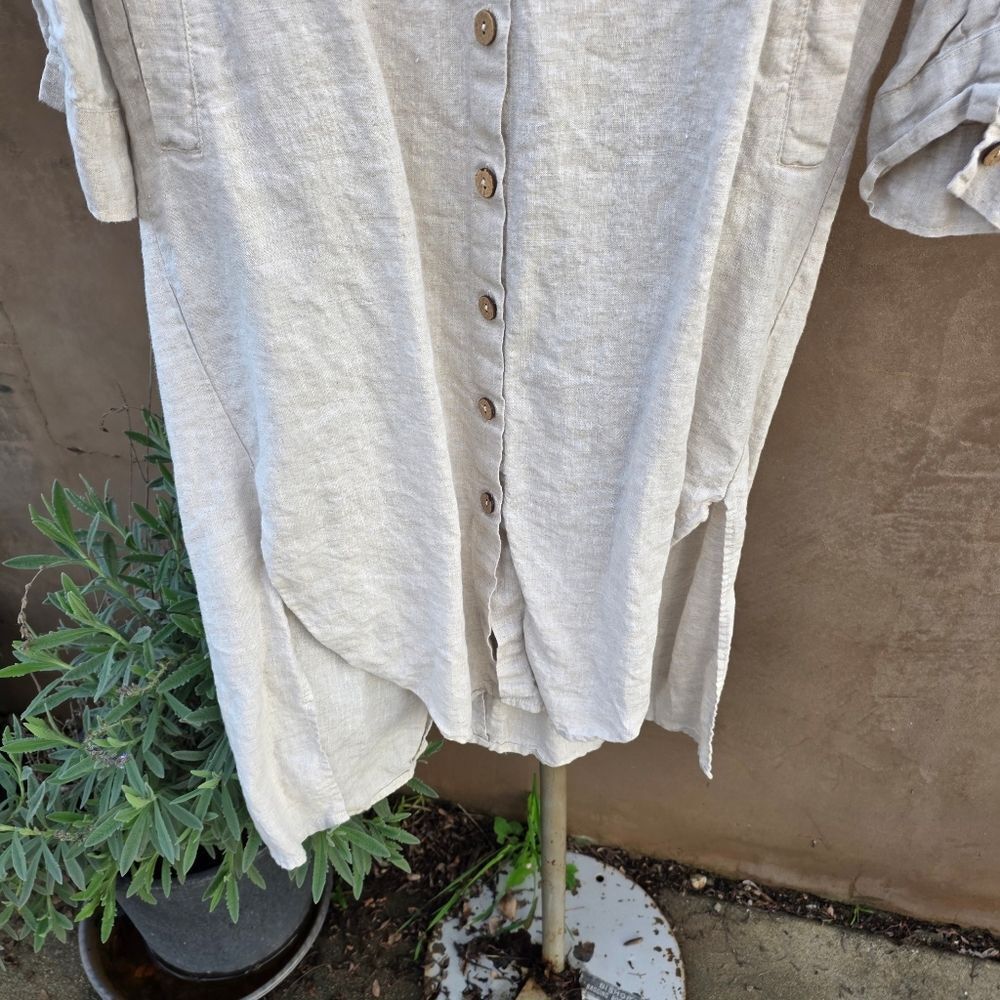 4our dreamers jenna linen shirt dress natural - Picture 4 of 10